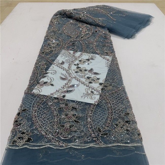 5 Yards Multi-Color Colorful Rainbow Sequined Beaded Embroidered 3D Floral Lace Material Fabric JLT110