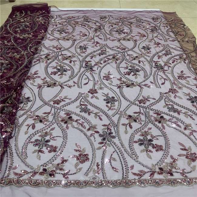 5 Yards Multi-Color Colorful Rainbow Sequined Beaded Embroidered 3D Floral Lace Material Fabric JLT111