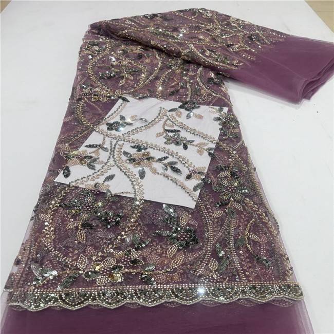 5 Yards Multi-Color Colorful Rainbow Sequined Beaded Embroidered 3D Floral Lace Material Fabric JLT111