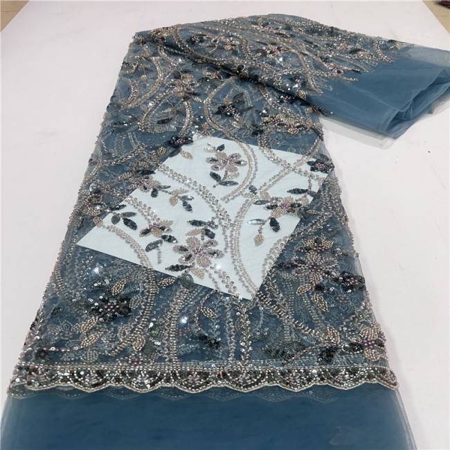 5 Yards Multi-Color Colorful Rainbow Sequined Beaded Embroidered 3D Floral Lace Material Fabric JLT111