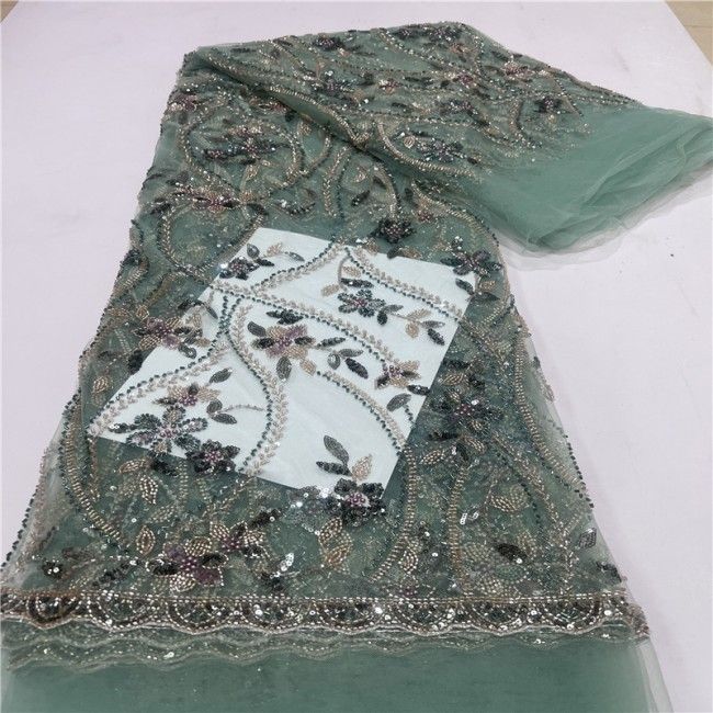 5 Yards Multi-Color Colorful Rainbow Sequined Beaded Embroidered 3D Floral Lace Material Fabric JLT111