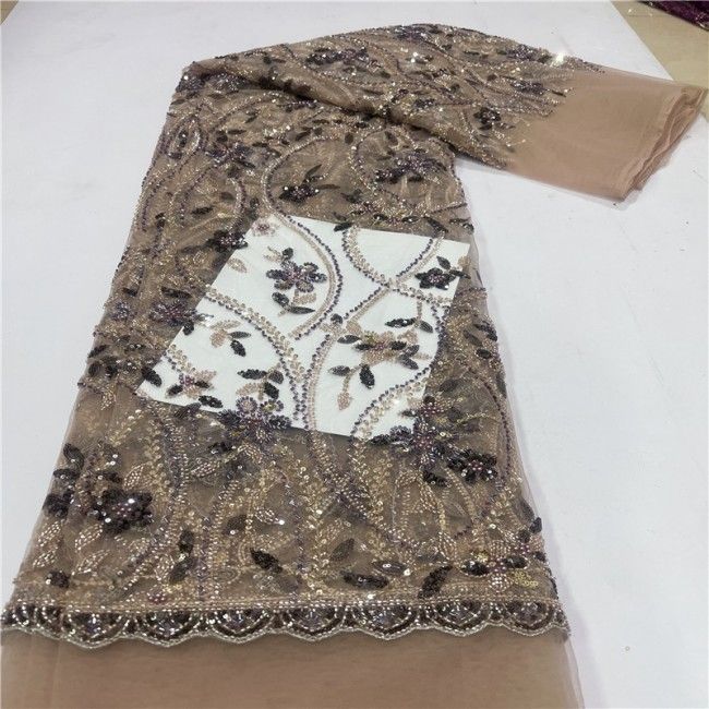 5 Yards Multi-Color Colorful Rainbow Sequined Beaded Embroidered 3D Floral Lace Material Fabric JLT111