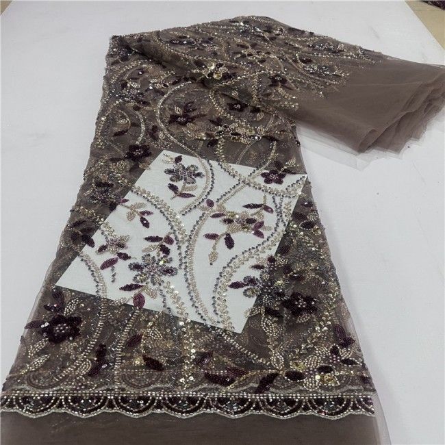 5 Yards Multi-Color Colorful Rainbow Sequined Beaded Embroidered 3D Floral Lace Material Fabric JLT111