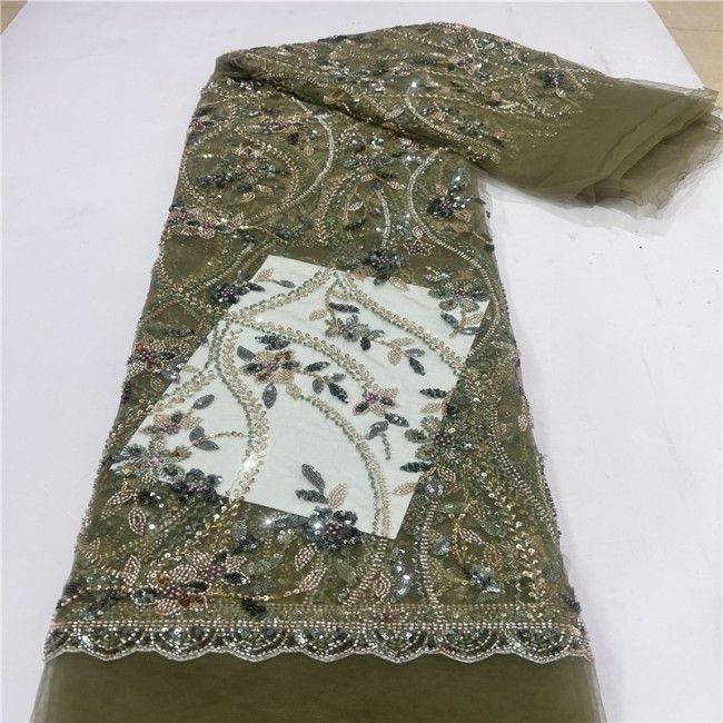 5 Yards Multi-Color Colorful Rainbow Sequined Beaded Embroidered 3D Floral Lace Material Fabric JLT111