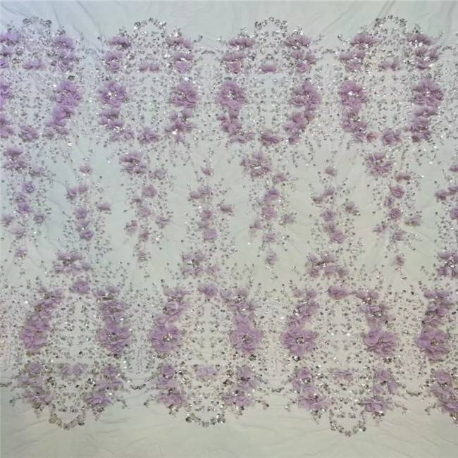 5 Yards Multi-Color Colorful Rainbow Sequined Beaded Embroidered 3D Floral Lace Material Fabric JLT116