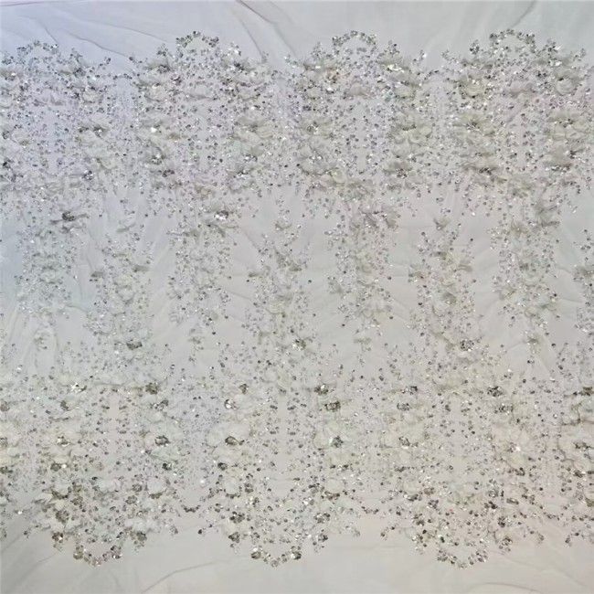 5 Yards Multi-Color Colorful Rainbow Sequined Beaded Embroidered 3D Floral Lace Material Fabric JLT116