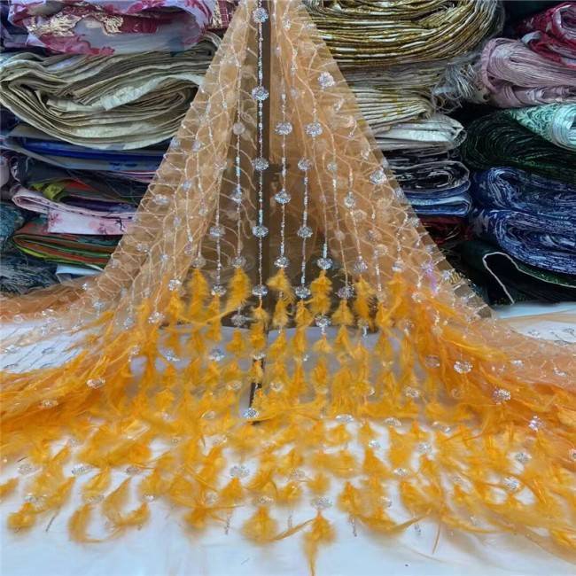 5 Yards Multi-Color Colorful Rainbow Sequined Beaded Embroidered 3D Floral Lace Material Fabric JLT117