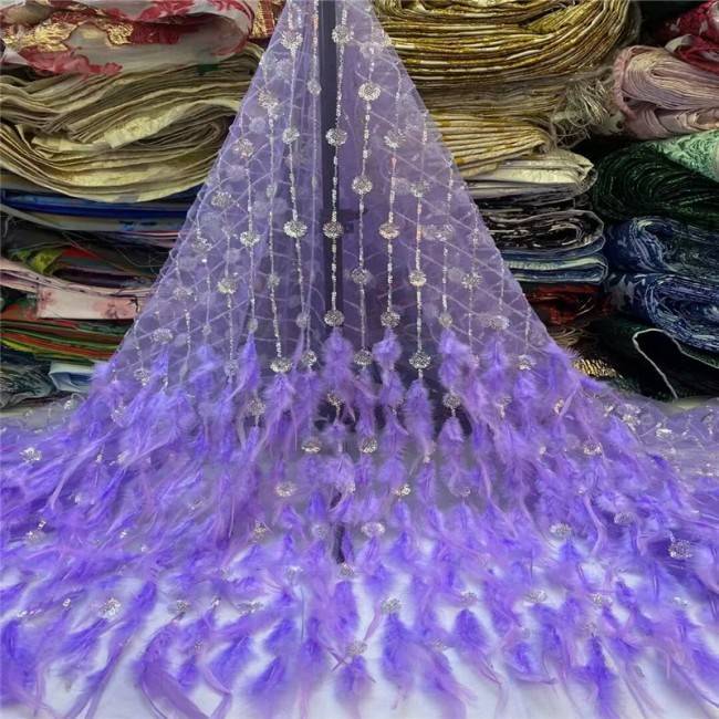 5 Yards Multi-Color Colorful Rainbow Sequined Beaded Embroidered 3D Floral Lace Material Fabric JLT117