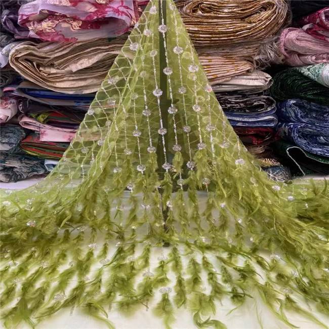 5 Yards Multi-Color Colorful Rainbow Sequined Beaded Embroidered 3D Floral Lace Material Fabric JLT117