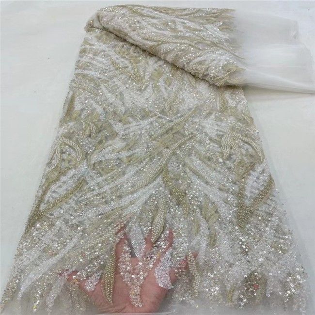 5 Yards Multi-Color Colorful Rainbow Sequined Beaded Embroidered 3D Floral Lace Material Fabric JLT118