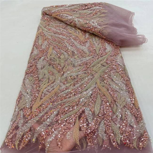 5 Yards Multi-Color Colorful Rainbow Sequined Beaded Embroidered 3D Floral Lace Material Fabric JLT118
