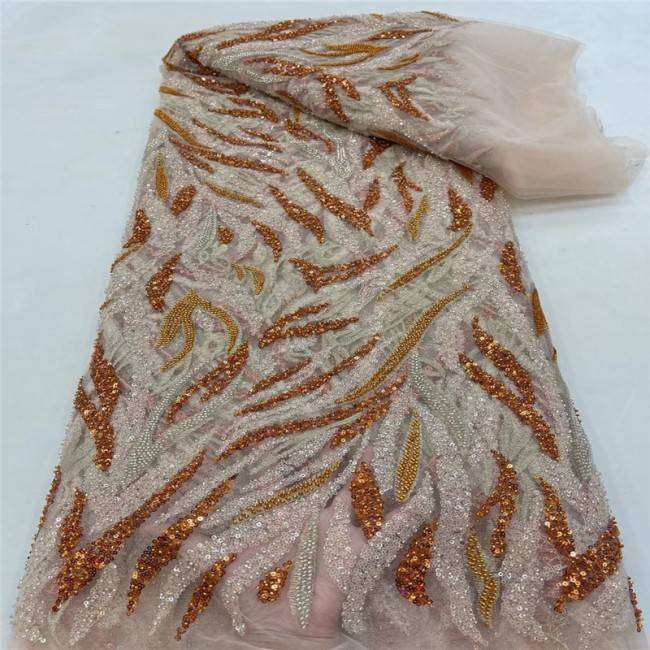 5 Yards Multi-Color Colorful Rainbow Sequined Beaded Embroidered 3D Floral Lace Material Fabric JLT118