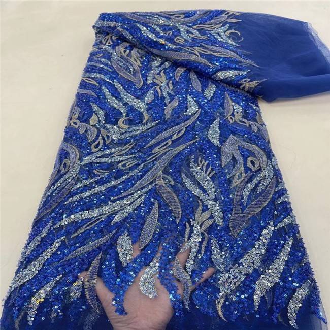 5 Yards Multi-Color Colorful Rainbow Sequined Beaded Embroidered 3D Floral Lace Material Fabric JLT118