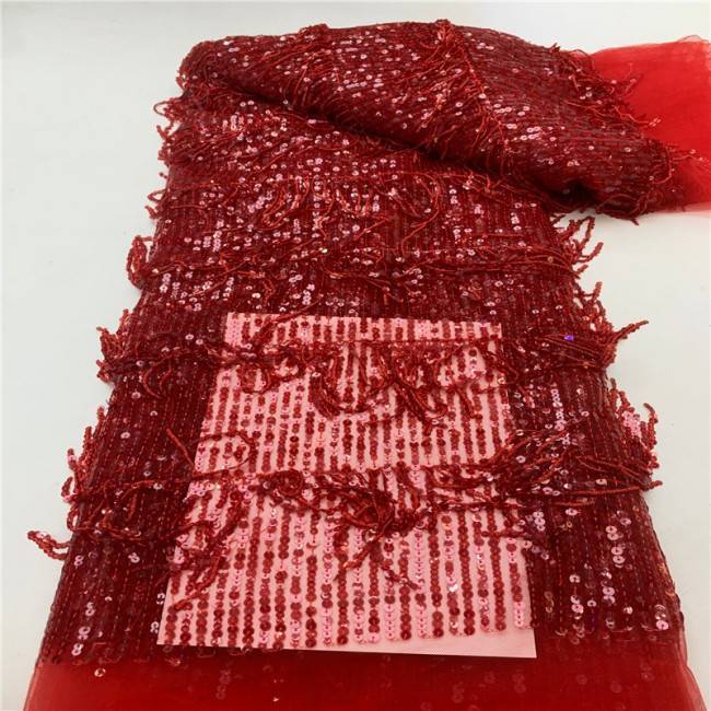 5 Yards Multi-Color Colorful Rainbow Sequined Beaded Embroidered 3D Floral Lace Material Fabric JLT121