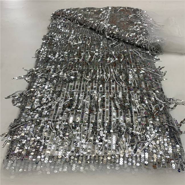 5 Yards Multi-Color Colorful Rainbow Sequined Beaded Embroidered 3D Floral Lace Material Fabric JLT121