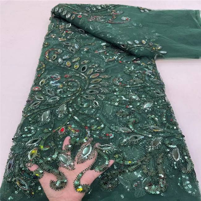 5 Yards Multi-Color Colorful Rainbow Sequined Beaded Embroidered 3D Floral Lace Material Fabric JLT122