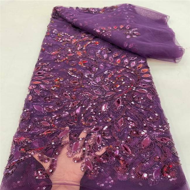 5 Yards Multi-Color Colorful Rainbow Sequined Beaded Embroidered 3D Floral Lace Material Fabric JLT122