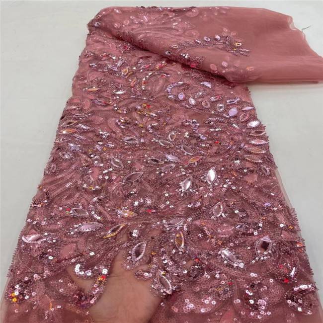 5 Yards Multi-Color Colorful Rainbow Sequined Beaded Embroidered 3D Floral Lace Material Fabric JLT122