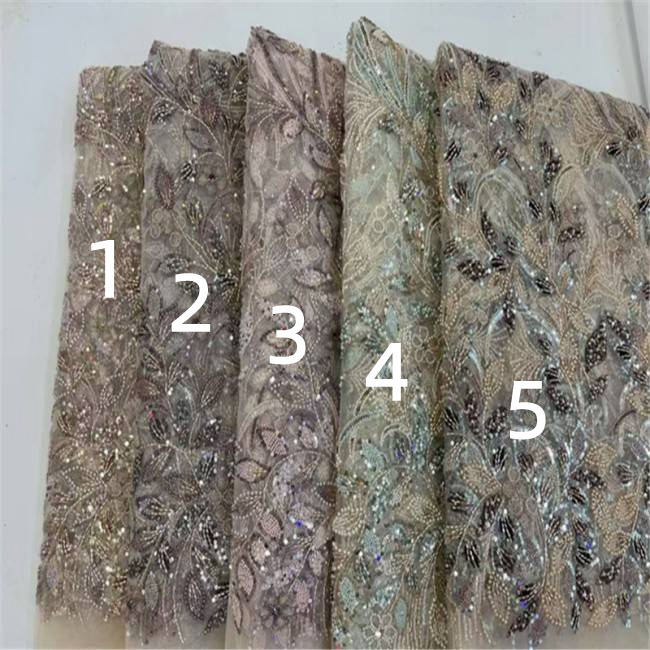 5 Yards Multi-Color Colorful Rainbow Sequined Beaded Embroidered 3D Floral Lace Material Fabric JLT092