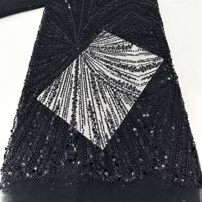 5 Yards Beaded Lace Material Fabric HN010
