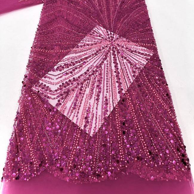 5 Yards Beaded Lace Material Fabric HN010