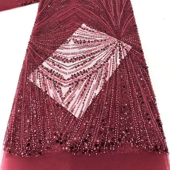 5 Yards Beaded Lace Material Fabric HN010