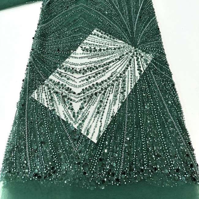 5 Yards Beaded Lace Material Fabric HN010