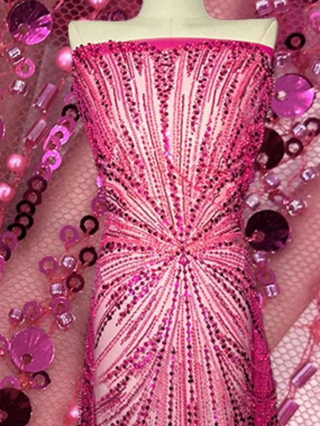 5 Yards Beaded Lace Material Fabric HN010
