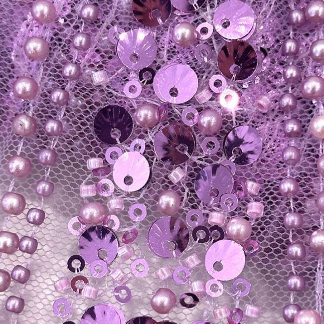 5 Yards Beaded Lace Material Fabric HN010