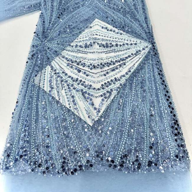 5 Yards Beaded Lace Material Fabric HN010