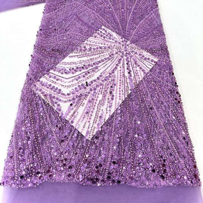 5 Yards Beaded Lace Material Fabric HN010