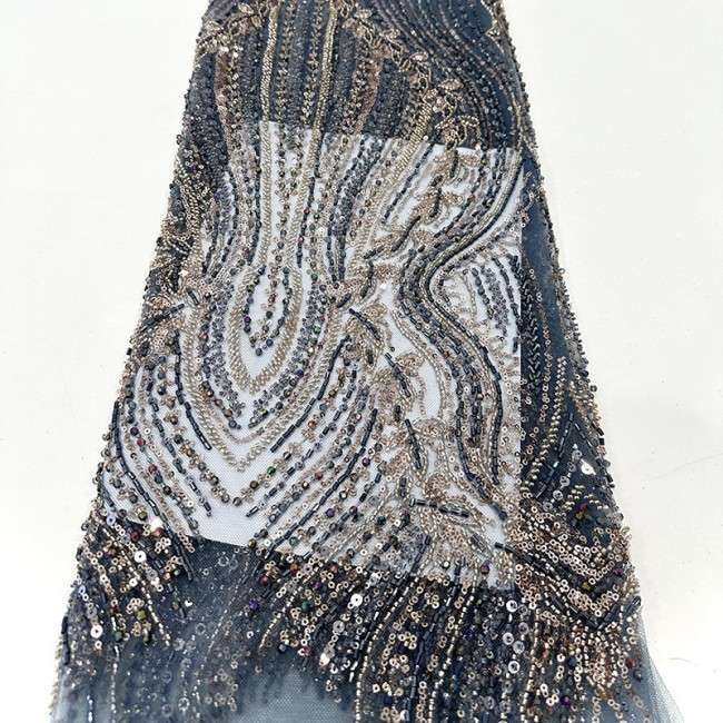 5 Yards Beaded Lace Material Fabric HN016