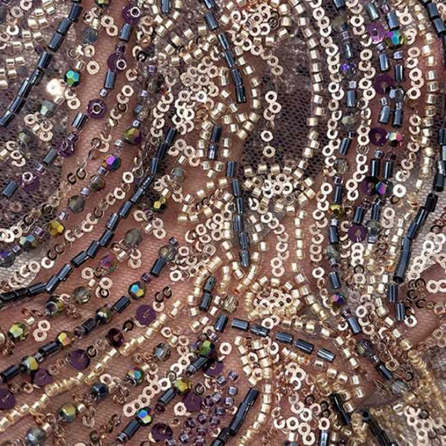 5 Yards Beaded Lace Material Fabric HN016