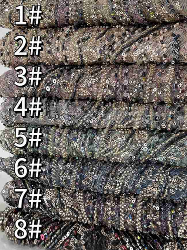 5 Yards Beaded Lace Material Fabric HN016