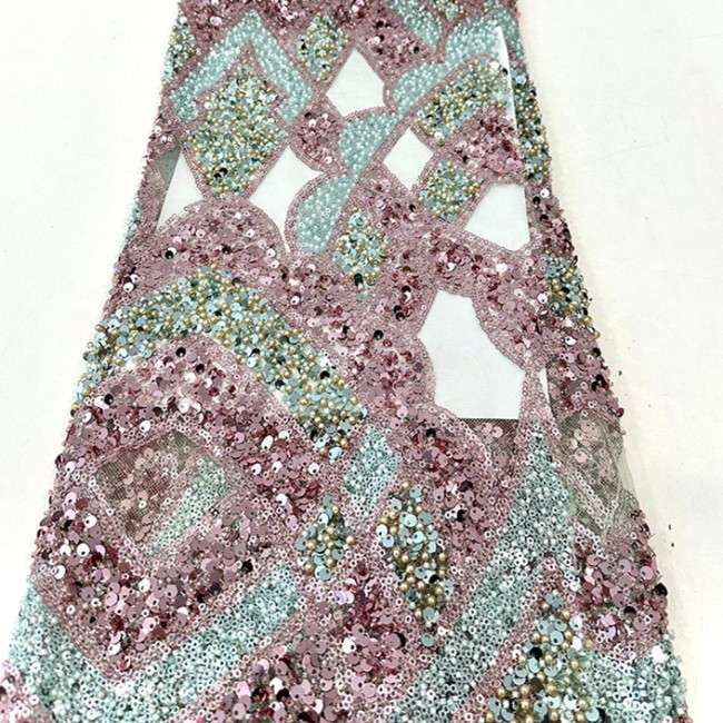 5 Yards Beaded Lace Material Fabric