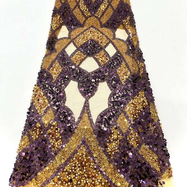 5 Yards Beaded Lace Material Fabric