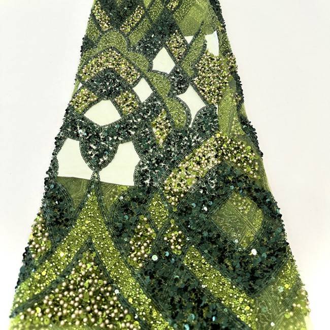 5 Yards Beaded Lace Material Fabric