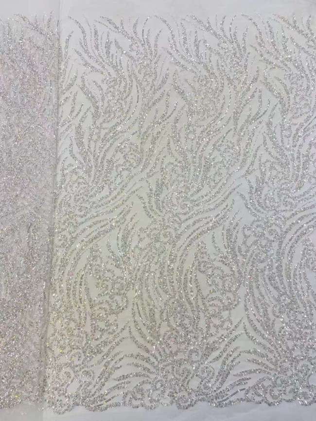 5 Yards Beaded Embroidered Lace Material Fabric