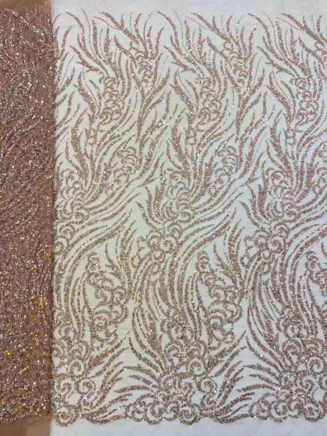 5 Yards Beaded Embroidered Lace Material Fabric