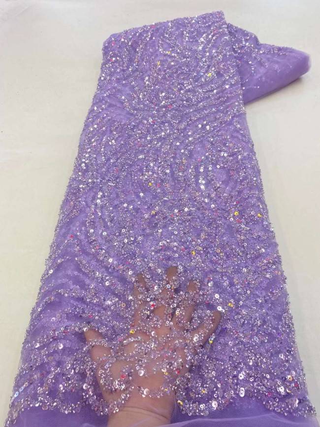 5 Yards Beaded Embroidered Lace Material Fabric