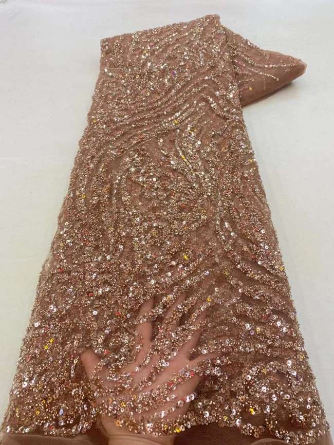 5 Yards Beaded Embroidered Lace Material Fabric