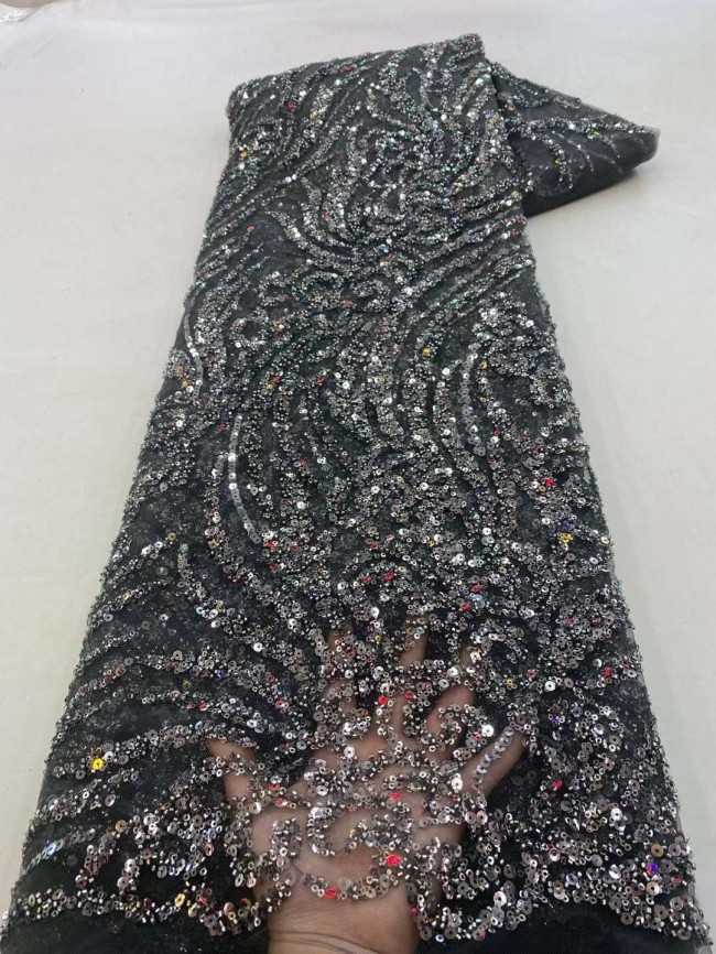 5 Yards Beaded Embroidered Lace Material Fabric