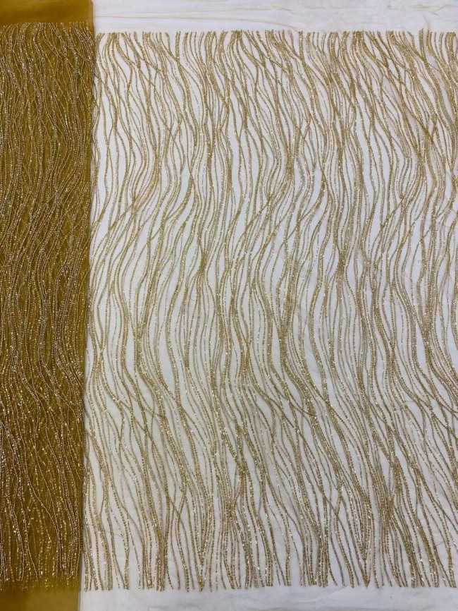 5 Yards Beaded Embroidered Lace Material Fabric JJ124