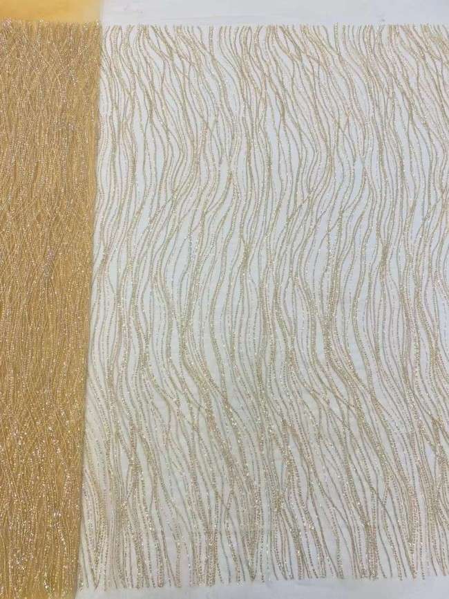 5 Yards Beaded Embroidered Lace Material Fabric JJ124
