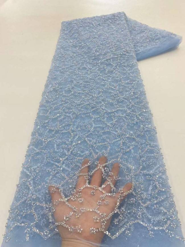 5 Yards Beaded Embroidered Lace Material Fabric JJ125