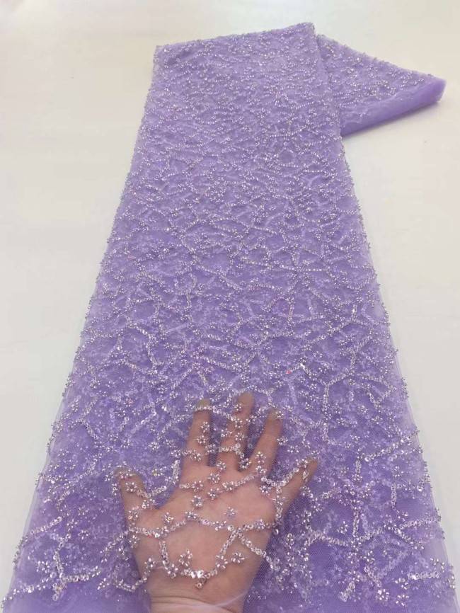 5 Yards Beaded Embroidered Lace Material Fabric JJ125