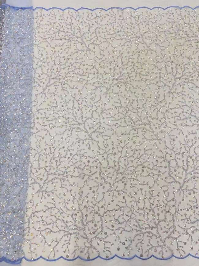5 Yards Beaded Embroidered Lace Material Fabric JJ126