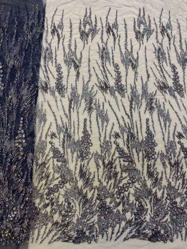 5 Yards Beaded Embroidered Lace Material Fabric