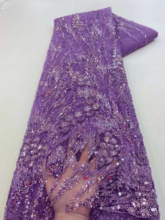 5 Yards Beaded Embroidered Lace Material Fabric JJ128