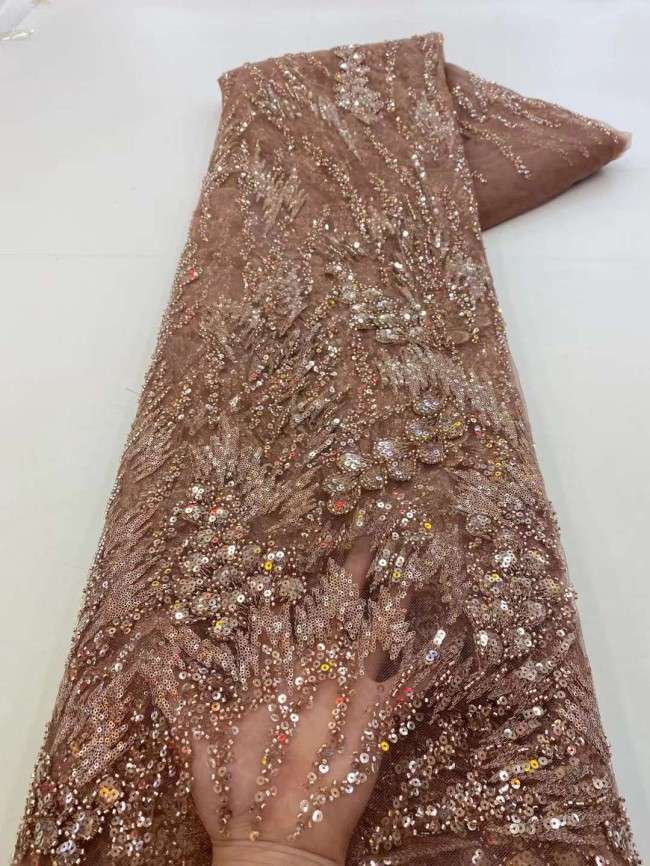 5 Yards Beaded Embroidered Lace Material Fabric JJ128